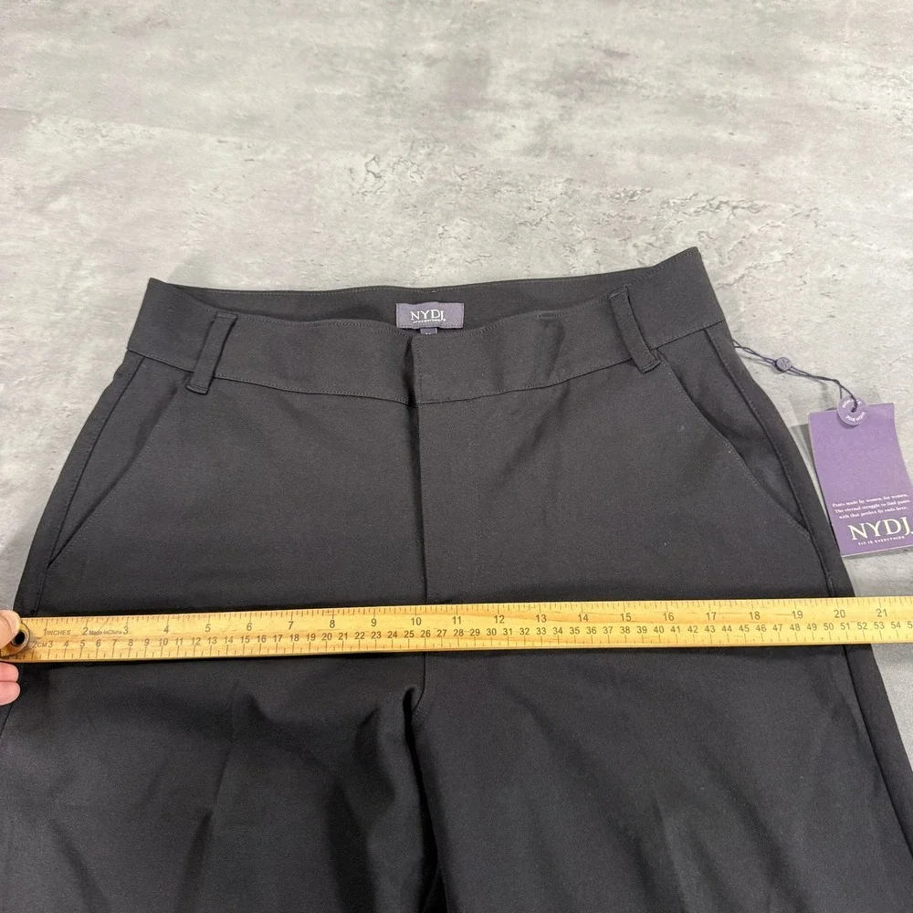 NYDJ Fiona Trousers Womens 10 Black Wide Leg High Rise Stretch NEW $99 Work Prep